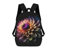 sinyumoney Colorful Dahlia Bloom School Backpack High Secondary School Bags Casual Backpack for Girl, Teen Girls 17inch