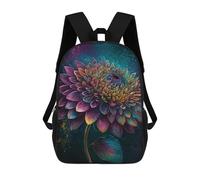 sinyumoney Colorful Dahlia Flower Art Print School Backpack High Secondary School Bags Casual Backpack for Girl, Teen Girls 17inch