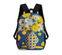 sinyumoney Colorful Daisies in Polka Dot Vase Children's School Backpack Fashion Casual 17inch 3D Printed School Bags Boy School Backpack Large Backpack