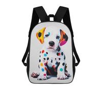 sinyumoney Colorful Dalmatian Dog Children's Backpack, 17 Inch 3D Printed School Backpack, Backpack Cartoon Adjustable School Bag for Primary School
