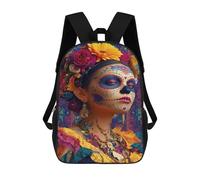 sinyumoney Colorful Day of The Dead Portrait Backpacks 3D Printed Kids School Backpack School Bag Fashion Rucksacks for Boys Elementary And Middle School Students 17inch