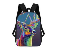 sinyumoney Colorful Deer Animals Children's School Backpack 3D Printed for Kids Travel Rucksacks Book Bags for Boys Elementary School Students 17inch