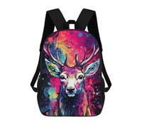 sinyumoney Colorful Deer Artwork Backpack Schoolbags for Boys Girls Casual Sport Daypack Elementary Primary Large Capacity Bookbags 17inch