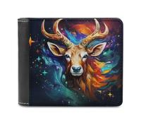 sinyumoney Colorful Deer Dreamscape -2 3D Print Men's Wallet Card Slots Coin Leather RFID Banknote Compartments Minimalist Style Purse Gifts 11.7cm*9.5cm