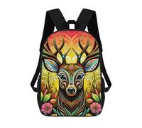 sinyumoney Colorful Deer Illustration Backpacks 3D Printed Kids School Backpack School Bag Fashion Rucksacks for Boys Elementary And Middle School Students 17inch
