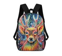 sinyumoney Colorful Deer Painting Backpacks, Kids Backpack Student School Bag 3D Printed Travel Backpacks Fashion Accessory Backpack Children Waterproof School Bags 17inch