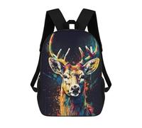 sinyumoney Colorful Deer Portrait-2 Rucksack Lightweight Casual Daypack School Backpacks for School/Work/Travel 17inch