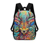 sinyumoney Colorful Deer Portrait-24 Backpack Schoolbags for Boys Girls Casual Sport Daypack Elementary Primary Large Capacity Bookbags 17inch