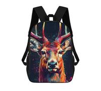 sinyumoney Colorful Deer Portrait 3D Printed Children's School Backpack for Kids High Capacity Travel Rucksacks Book Bags Kids School Bag Back Pack 17inch