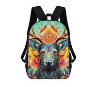 sinyumoney Colorful Deer Portrait-9 School Bag 3D Printed Backpacks Fashion Kids School Backpack Boys Rucksacks for Boys Middle School Students 17inch