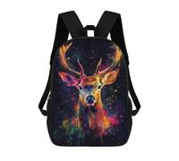 sinyumoney Colorful Deer Portrait Children's School Backpack 3D Printed for Kids Travel Rucksacks Book Bags for Boys Elementary School Students 17inch