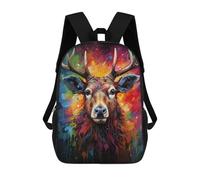 sinyumoney Colorful Deer Portrait School Bag 3D Printed Children's School Backpack Casual Fashion Travel Backpacks for Kids School Students 17inch
