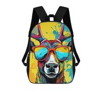 sinyumoney Colorful Deer Sunglasses Art Backpack School Backpack Kids School Bag Large Capacity Kids Backpack for School Rucksack 3D Book Bag Gifts for Kids 17inch