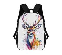 sinyumoney Colorful Deer Watercolor Rucksack Large Lightweight Casual Backpack for Campus Outdoor Travel Sports 17inch
