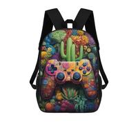 sinyumoney Colorful Desert Cactus Controller Kids Backpacks,3D Personalized School Bookbags for Boys Girls Large Schoolbags Casual Daypack 17inch