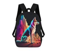 sinyumoney Colorful Desert Wolf Kids Backpack, Kids School Bag 3D Printed School Backpacks for Boys And Teenager School Students 17inch
