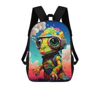 sinyumoney Colorful Dinosaur Art Print-2 School Backpack Lightweight Schoolbag Dayback Bookbag College for Camping Outdoor Adventures And Daily Travel 17inch