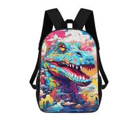 sinyumoney Colorful Dinosaur Art Print-3 School Backpack Large School Backpack for Boys for Campus Outdoor Travel Sports 17inch