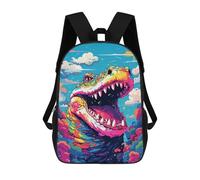 sinyumoney Colorful Dinosaur Art Print-9 Backpack School Bag Work Laptop Backpack Rucksack Bag for Boys/Girls/Teenagers 17inch