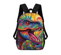 sinyumoney Colorful Dinosaur Artwork -3 3D Printed School Bag Children's School Backpack Schoolbags Travel Backpacks Casual Fashion Bag for Kids School Students 17inch