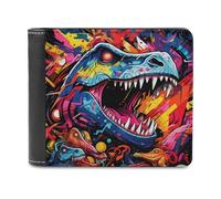sinyumoney Colorful Dinosaur Artwork -4 3D Print Men's Wallet Holds Bills Credit RFID Blocking Stylish Banknote Compartments Fashion Slim Wallets 11.7cm*9.5cm