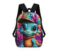sinyumoney Colorful Dinosaur Artwork -5 Backpacks 3D Printed Kids School Backpack School Bag Fashion Rucksacks for Boys Elementary And Middle School Students 17inch