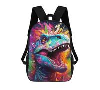 sinyumoney Colorful Dinosaur Artwork Backpacks, Kids Backpack Student School Bag 3D Printed Travel Backpacks Fashion Accessory Backpack Children Waterproof School Bags 17inch