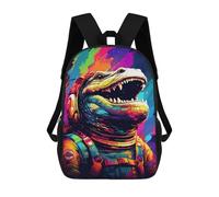 sinyumoney Colorful Dinosaur Astronaut Art Print -3 Backpack School Bag Work Laptop Backpack Rucksack Bag for Boys/Girls/Teenagers 17inch