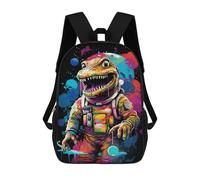 sinyumoney Colorful Dinosaur Astronaut Art Print-6 Children's Backpacks School Backpack 3D Printed for Kids Travel Rucksacks Book Bags Kids 17inch School Bag