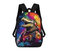 sinyumoney Colorful Dinosaur Astronaut Art Print Rucksack School Secondary High School College Backpack Travel for Campus Outdoor Travel Sports 17inch