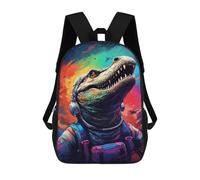 sinyumoney Colorful Dinosaur Astronaut Artwork Children's Backpacks 17inch School Backpack 3D Printed Bag Bookbag for Kids Travel Rucksacks Boy Girl Book Bags Kids School Bag