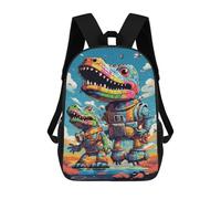 sinyumoney Colorful Dinosaur Astronauts Adventure Backpacks Kids 17inch School Backpack School Bag 3D Printed School Bag for Boys Elementary And Middle School Students