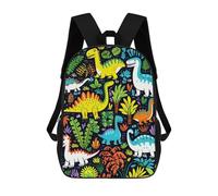 sinyumoney Colorful Dinosaur Garden -1 Rucksack Secondary Causal Travel High School Bags for Men, Women & Teenage Boys 17inch