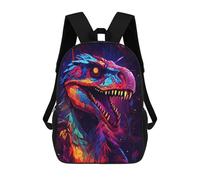 sinyumoney Colorful Dinosaur Head Artwork 3D Printed Children's School Backpack for Kids Travel Rucksacks Book Bags Kids School Bag 17inch