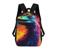 sinyumoney Colorful Dinosaur Portrait Children's School Backpack 3D Printed for Kids Travel Rucksacks Book Bags for Boys Elementary School Students 17inch