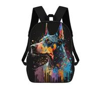 sinyumoney Colorful Doberman Painting Rucksack Water Resistant Travel Backpack Computer Bag for Teenage Girls Boys Women Men 17inch