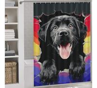 sinyumoney Colorful Dog Breaking Through Wall Art -2 Shower Curtains Mould Proof with Hooks Waterproof Fabric Soft Fabric Hotel Shower Curtain for Bathtub Shower Stall 64.17x70.87Inch（163x180cm）