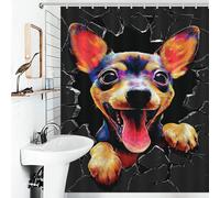 sinyumoney Colorful Dog Breaking Through Wall Shower Curtain Waterproof Mould 100% Polyester Fabric Shower Curtain for Bathroom for Home Bathroom Toile 56.30x70.87Inch（143x180cm）