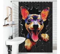 sinyumoney Colorful Dog Breaking Through Wall Shower Curtains Mould Proof Waterproof Polyester Fabric Bath Curtains for Shower for Shower Bath Curtain 46.85x70.87Inch（119x180cm）