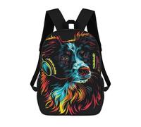 sinyumoney Colorful Dog Headphones Art -8 3D Printed 17inch School Bag Children's School Backpack Travel Backpacks Casual Fashion Bag for Kids School Students