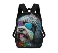 sinyumoney Colorful Dog Sunglasses Art Print -2 Children's Backpacks 17inch School Backpack 3D Printed Bag Bookbag for Kids Travel Rucksacks Boy Girl Book Bags Kids School Bag