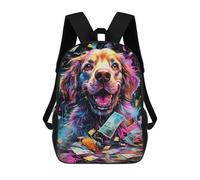 sinyumoney Colorful Dog with Money Backpack Kids School Bag Boys Cartoon 3D Print Students Schoolbag Laptop Daypack for Boys Girls 17inch
