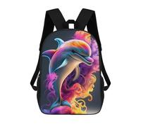 sinyumoney Colorful Dolphin Artwork Backpack Cartoon Plush Bag, 3D Backpack for Kids School Bag Birthday Gift Idea for Boys And Girls 17inch