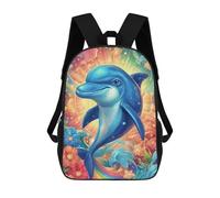 sinyumoney Colorful Dolphin Fantasy Artwork Children's Backpacks School Backpack 3D Printed for Kids Travel Rucksacks Book Bags Kids 17inch School Bag