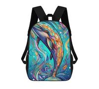 sinyumoney Colorful Dolphin Illustration Rucksack Travel College Rucksack Backpacks for Girls Boys Teenage 17inch