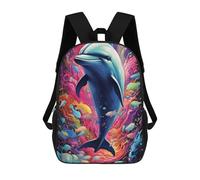 sinyumoney Colorful Dolphin Ocean Backpack Schoolbags for Boys Girls Casual Sport Daypack Elementary Primary Large Capacity Bookbags 17inch