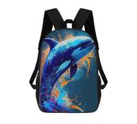 sinyumoney Colorful Dolphin Splash School Bags High Secondary School Bags Casual Backpack for Men/Women 17inch