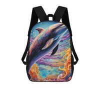 sinyumoney Colorful Dolphin Underwater Scene-1 3D Printed School Bag Children's School Backpack Schoolbags Travel Backpacks Casual Fashion Bag for Kids School Students 17inch