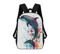 sinyumoney Colorful Dolphin Watercolor Art Print-4 Backpack School Backpack Kids School Bag Large Capacity Kids Backpack for School Rucksack 3D Book Bag Gifts for Kids 17inch