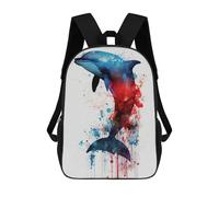 sinyumoney Colorful Dolphin Watercolor Art Print Kids School Backpack 3D Printed Backpacks Fashion School Bag Rucksacks for Boys Elementary And Middle School Students 17inch